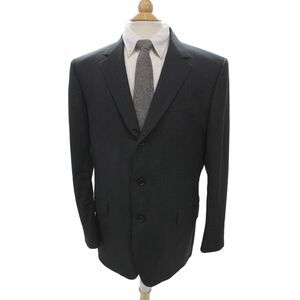 Burberry Mens 2 Piece Gray Virgin Wool Striped Suit Jacket Size L